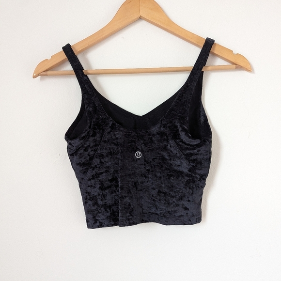 Lululemon Black Crushed Velvet Special Edition Align Cropped Tank Top 4 - Picture 3 of 5